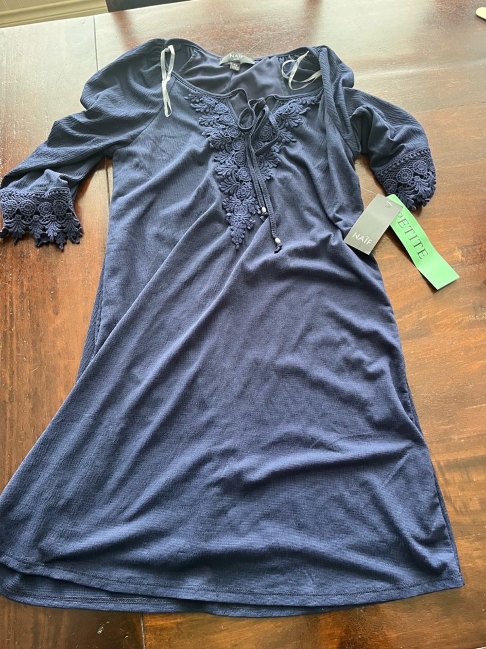 NAIF Navy Blue Embroidered Women's Dress